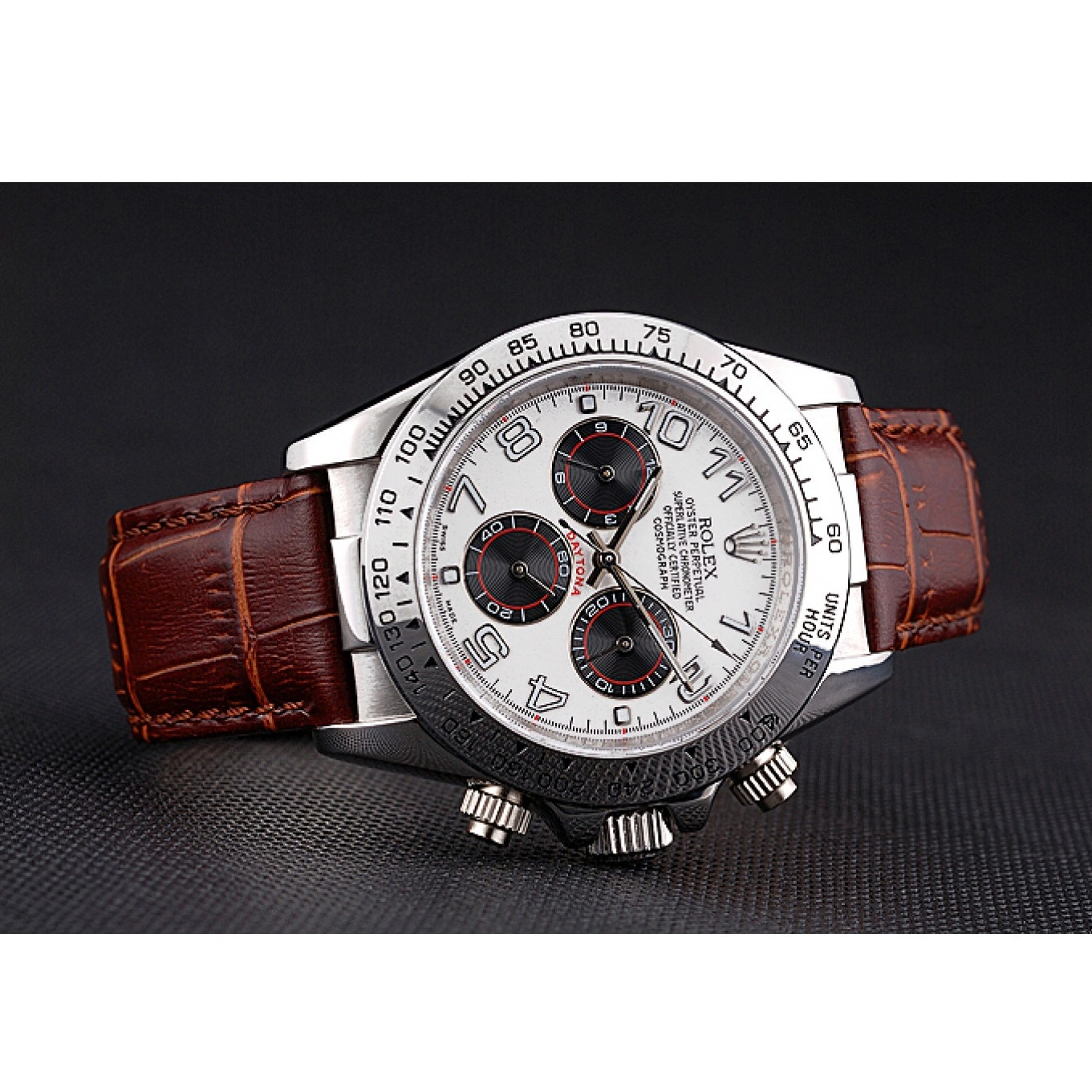 AAA Replica Watches Leather Steel Strap Rolex Dial Daytona Brown White Stainless Case 0702